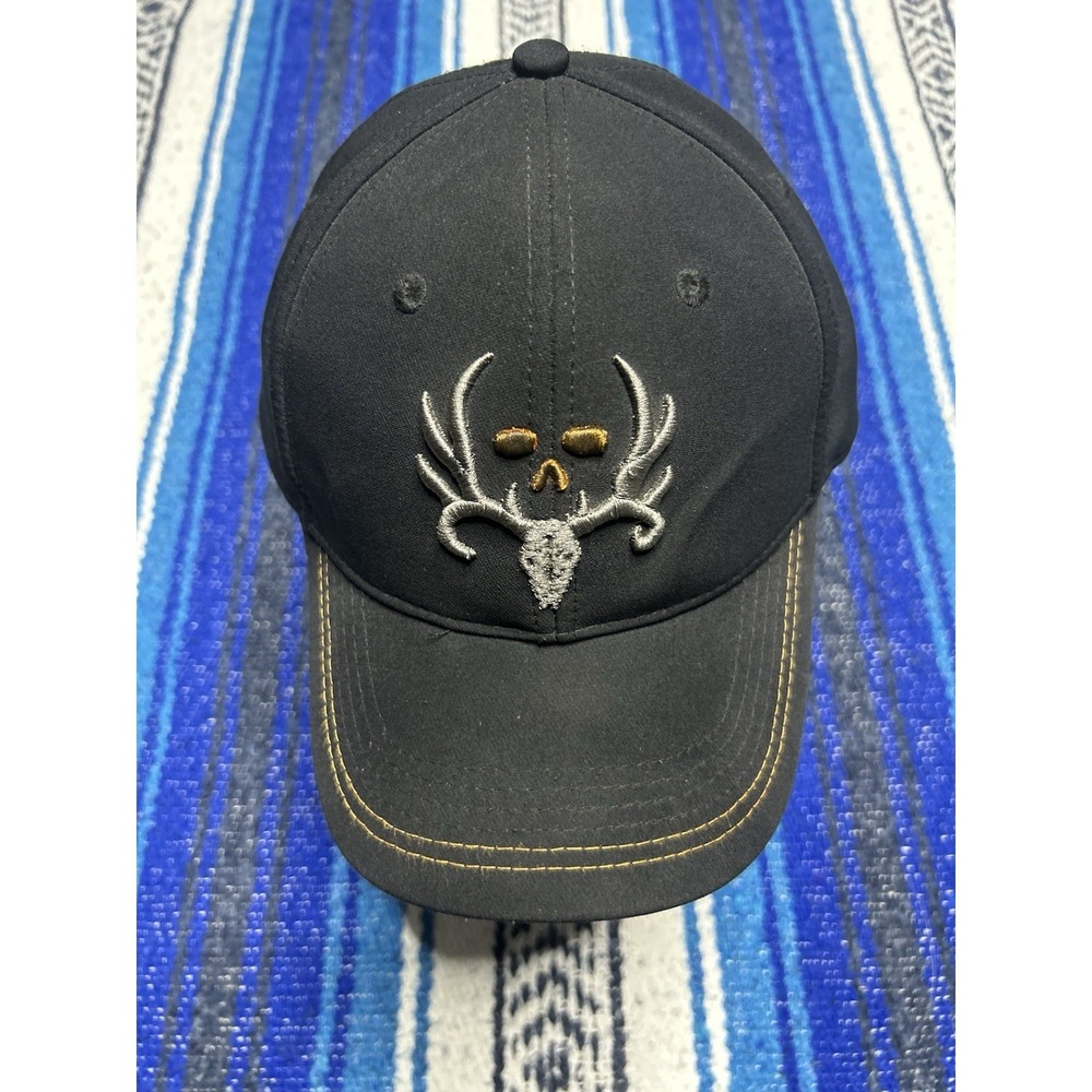 Bone Collector Outdoor Cap Fitted Hat L/XL Black Hunting Skull Antlers Cap